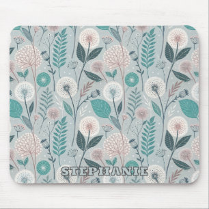 Whimsical Dandelion & Floral Folk Art Nahtlos (2) Mousepad