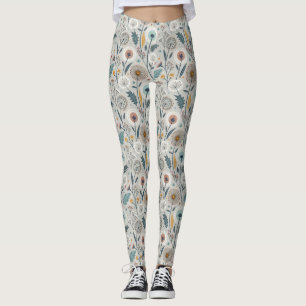 Whimsical Dandelion & Floral Folk Kunst Nahtlos Leggings