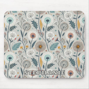 Whimsical Dandelion & Floral Folk Kunst Nahtlos Mousepad