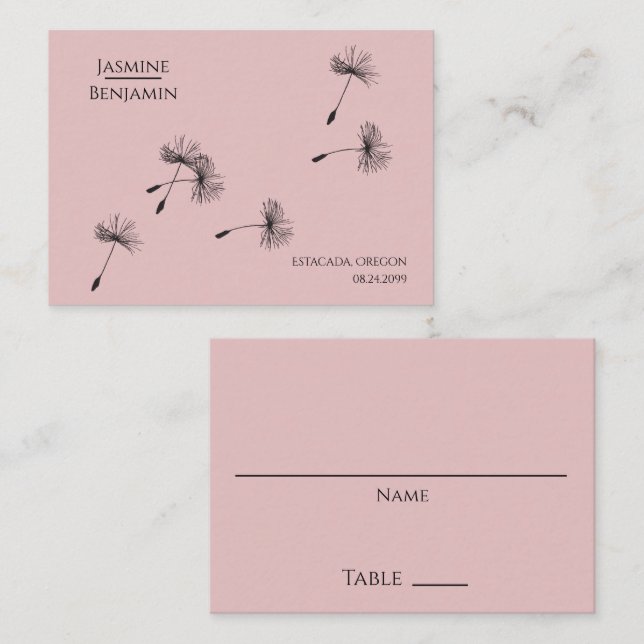 Whimsical Dandelion Wedding Place / Escort Card Platzkarte (Vorne/Hinten)