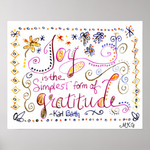 Whimsical Dankbarkeit Kunst Handschrift Zitat Poster