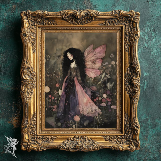 Whimsical Dark Fairy in Twilight Garden Decoupage Seidenpapier (Von Creator hochgeladen)