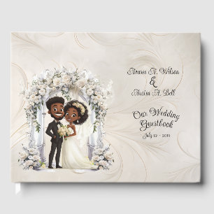 Whimsical Dark Skin Bride Groom Wedding Arch Gästebuch