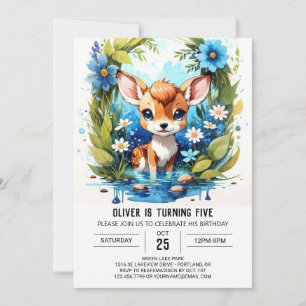 Whimsical Deer Adventure Boy Birthday Einladung