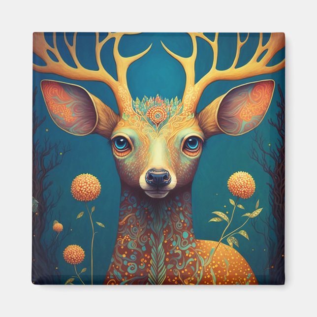 Whimsical Deer Fantasy Art Magnet (Vorne)