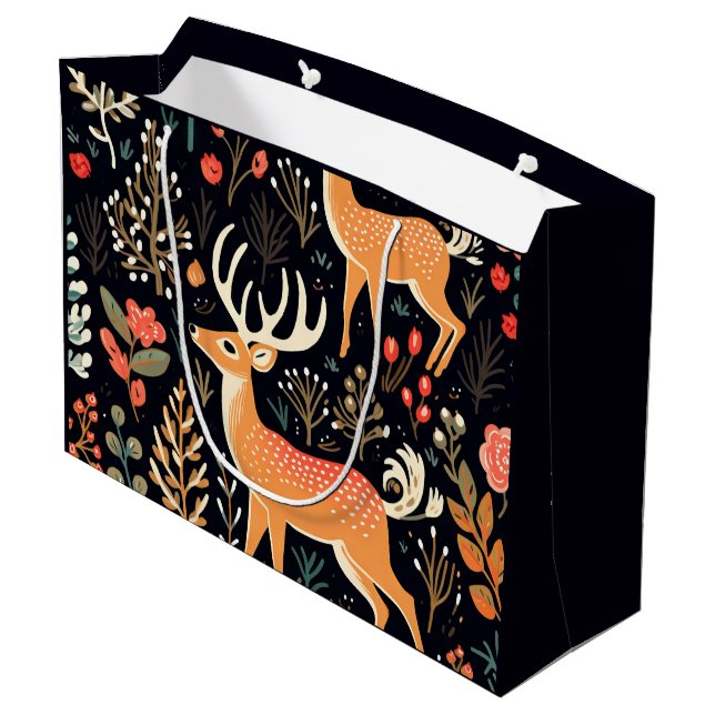 Whimsical Deer Gift Bag - Große Geschenktüte (Rückseite Schrägansicht)