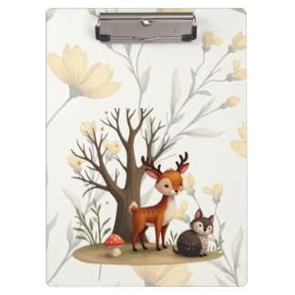Whimsical Deer & Hedgehog Clipboard  Klemmbrett