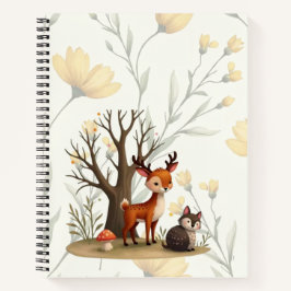 Whimsical Deer & Hedgehog Deluxe Spiral Notebook Notizbuch