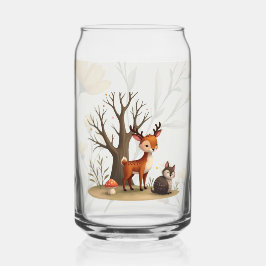 Whimsical Deer & Hedgehog Printed Can Glass Dosenglas