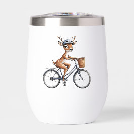 Whimsical Deer Riding a Bicycle - Hand Gezeichnet