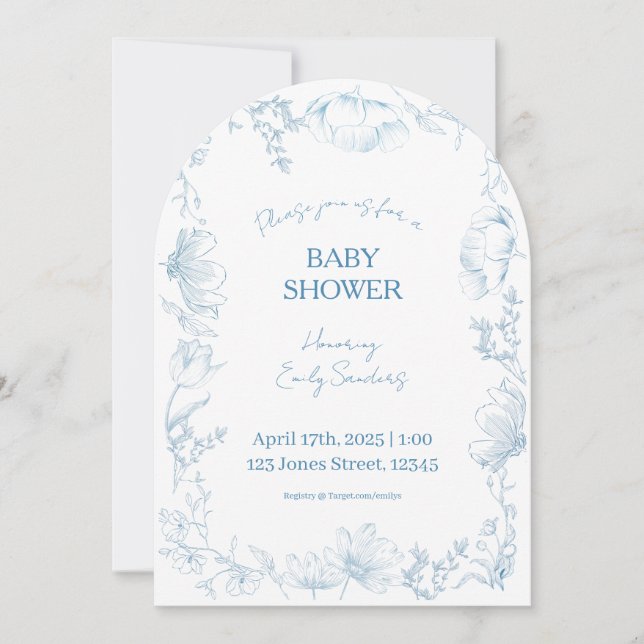 Whimsical Delft Baby Shower Invitation (Devant)