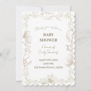 Whimsical Delft Blumen Baby Shower Geschlechtsen Einladung