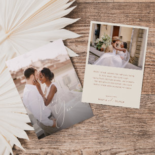 Whimsical Desert Beige Flaches Foto Dankeskarte