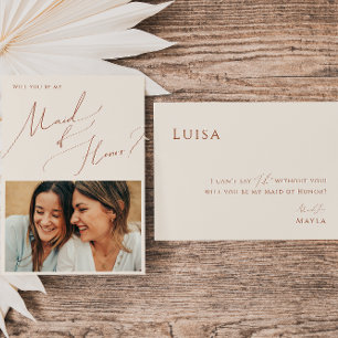 Whimsical Desert Beige Foto Brautjungfer Karte