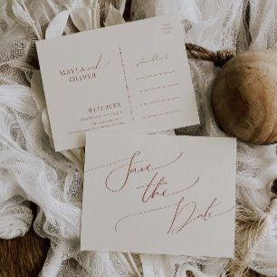 Whimsical Desert Beige Save The Date Postkarte