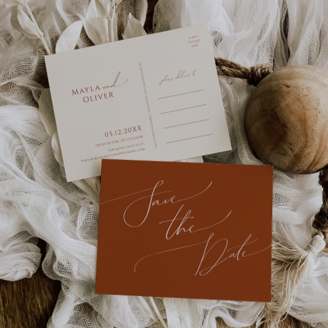 Whimsical Desert | Rust Save The Date Postkarte (Von Creator hochgeladen)