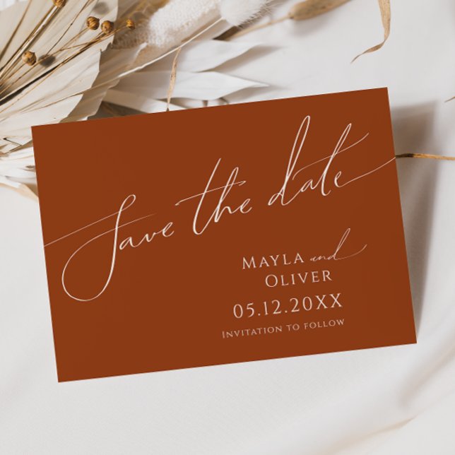 Whimsical Desert | Terracotta Horizontal Save The Date (Von Creator hochgeladen)