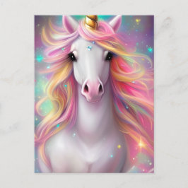 Whimsical Detasy Fantasy Niedlich Kawaii Einicorn Postkarte