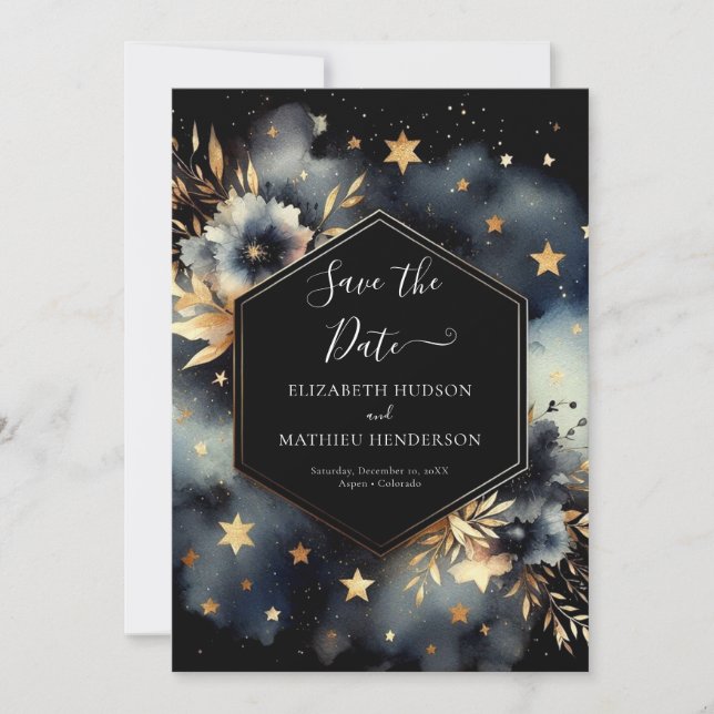 Whimsical Digital Celestial Wedding Save The Date (Vorderseite)