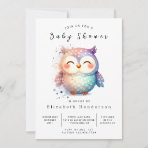 Whimsical Digital Owl Baby Dusche Einladung