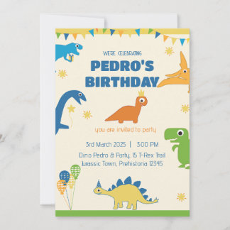 Whimsical Dinosaur Geburtstagsparty Einladung