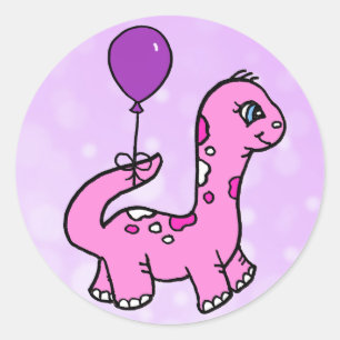Whimsical Dinosaurier mit Balloonf Runder Aufkleber