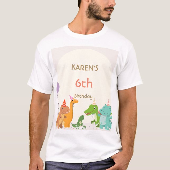 Whimsical Dinosaurier Princess Birthday T-Shirt (Vorderseite)