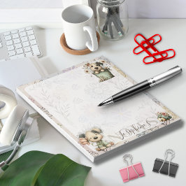 Whimsical Dog Flower Bucket – Pastel Garden Design Notizblock