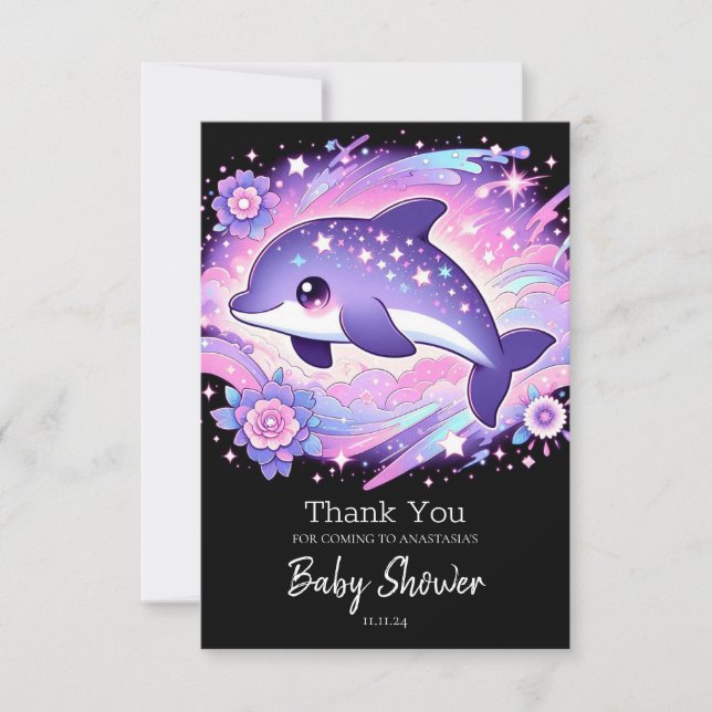 Whimsical Dolphin Baby Dankeskarte (Vorderseite)