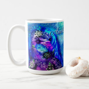 Whimsical Dolphin Blue Aquamarin Coastal Nautic Kaffeetasse