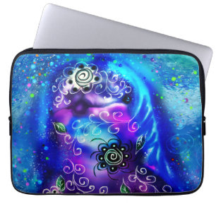 Whimsical Dolphin Blue Aquamarin Coastal Nautic Laptopschutzhülle