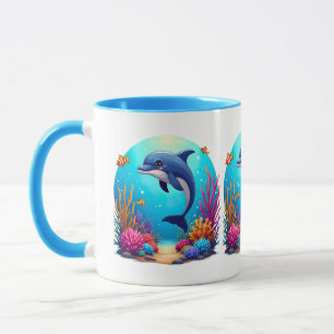 Whimsical Dolphin in einem lebendigen Korallenriff Tasse