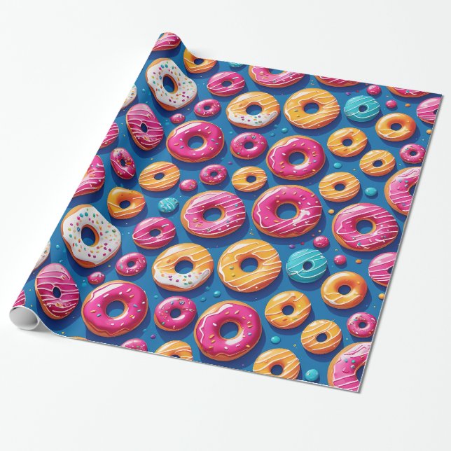 Whimsical Donut Dreams Wrapping Paper Geschenkpapier (Ungerollt)