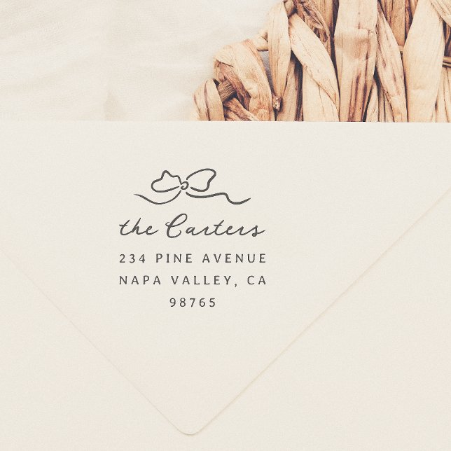 Whimsical Doodle Bow Familienname Rücksendeadresse Permastempel (Von Creator hochgeladen)