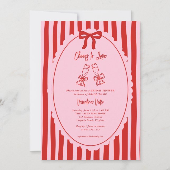 Whimsical Doodle Cheers to Love Bridal Shower  Einladung (Vorderseite)