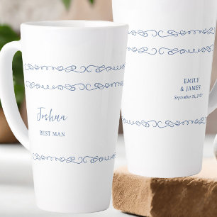Whimsical Doodle Französisch Blaue Hochzeitsfeier Milchtasse