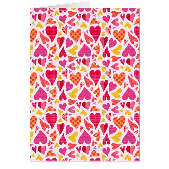 Whimsical Doodle Hearts Motif Valentine's Card (Devant)