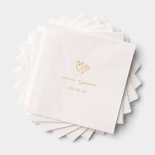 Whimsical Doodle Hearts Wedding Servietten Mit Folie