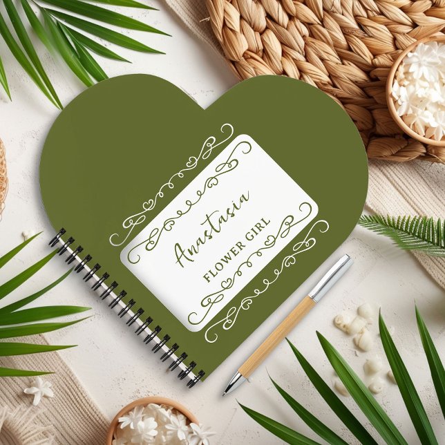 Whimsical Doodle Pad jedes farbenfrohe Mädchen Notizbuch (Flower Girl Notepad with whimsical doodles and love hearts - edit color or personalize for anyone)