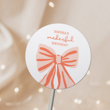 Whimsical Doodle Pink Bow Girl 1. Geburtstag