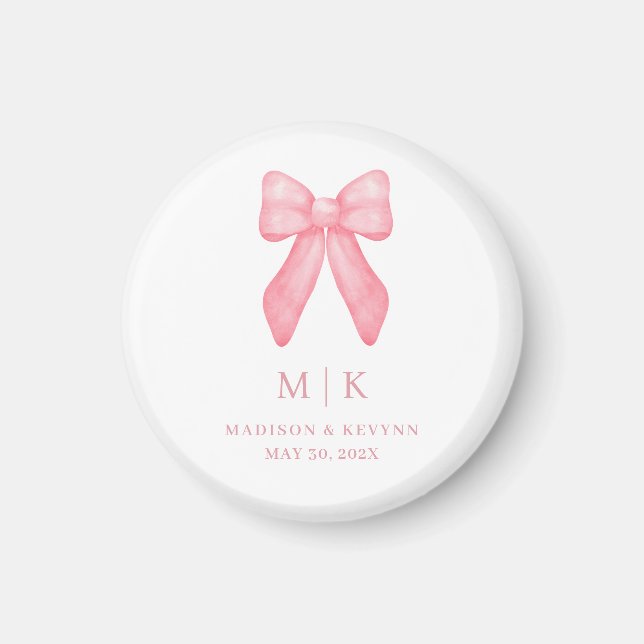 Whimsical Doodle Pink Bow | Hochzeit Magnet (Vorne)