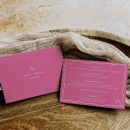 Whimsical Doodle Pink Wedding Details Card Einladung