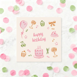 Whimsical Doodle Sketches Happy Birthday Karte