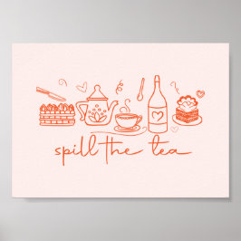 Whimsical Doodle Spill the Tee, Tee Party Küche Poster