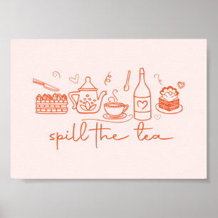 Whimsical Doodle Spill the Tee, Tee Party Küche Poster