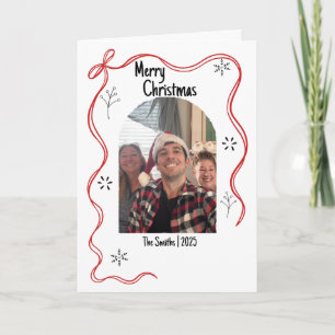 Whimsical Doodle Weihnachtskarte mit Foto Karte