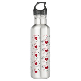 Whimsical Doodles Hand Drawn Valentines Day  Edelstahlflasche