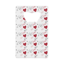 Whimsical Doodles Hand Drawn Valentines Day  Geldbeutel Flaschenöffner