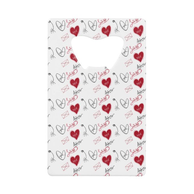 Whimsical Doodles Hand Drawn Valentines Day  Geldbeutel Flaschenöffner (Vorderseite)