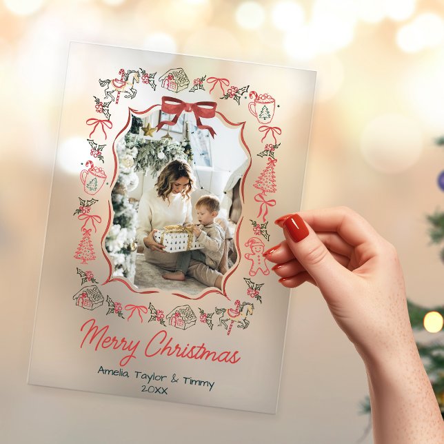 whimsical doodles photo christmas acryleinladungen (Von Creator hochgeladen)